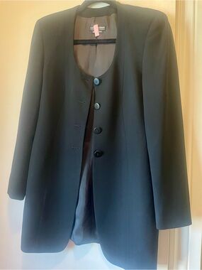 Vintage Giorgio Armani Women's Black Long Blazer Coat Borgonuovo 21 line